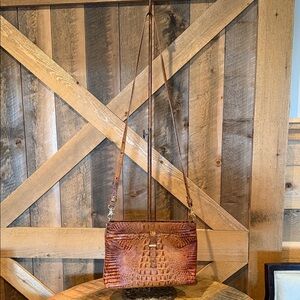 Brahmin Melbourne Toasted Almond Crocodile Embossed Crossbody Bag